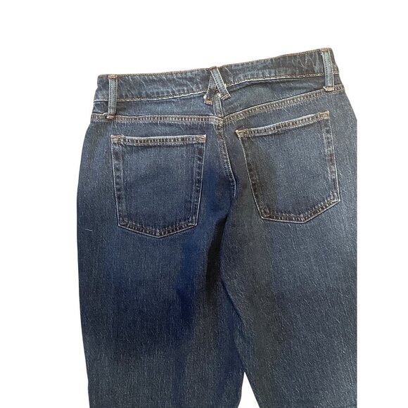 Womens Blue Jeans 12 Regular High Rise Curvy Fit Flare Leg 90s Style Dark Wash - Picture 12 of 13